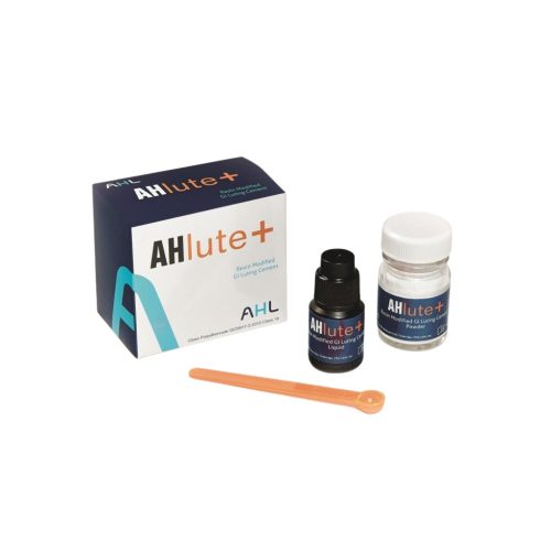 AHlute+ műgyantával erősített, duál kötésű üvegionomer ragasztócement 15g por+7ml folyadék