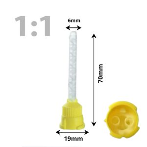 Keverőcsőr sárga, nem csúcsos, 1:1, 70mm 50db Dochem