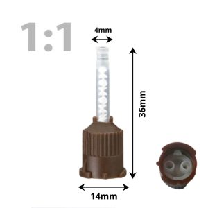 Keverőcsőr barna, nem csúcsos, 1:1, 36mm 50db Dochem