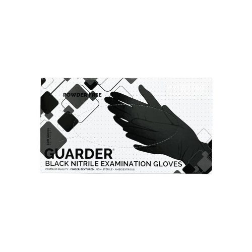 Guarder Black nitrile púdermentes gumikesztyű, fekete 100db 