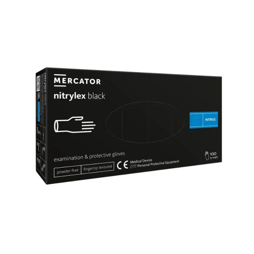 Nitrylex black nitrile púdermentes gumikesztyű, fekete 100db 