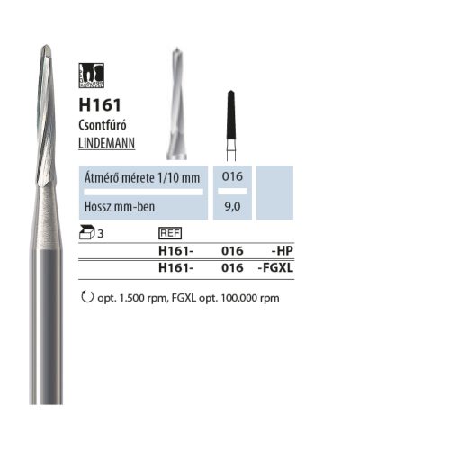 Csontfúró Lindemann H161 016 HP NTI 3db