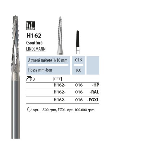 Csontfúró Lindemann H162 016 FGXL NTI 3db