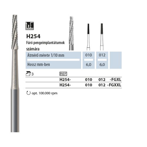 Csontfúró pengeimplantátumokhoz H254 012 FGXL NTI 3db