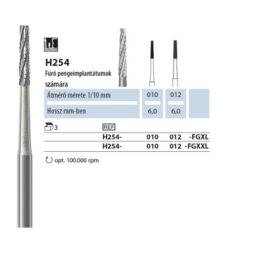 Csontfúró pengeimplantátumokhoz H254 012 FGXXL NTI 3db