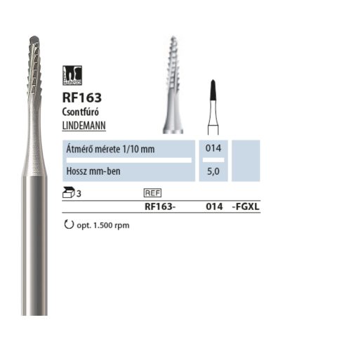 Csontfúró Lindemann RF163 014 HP NTI 3db