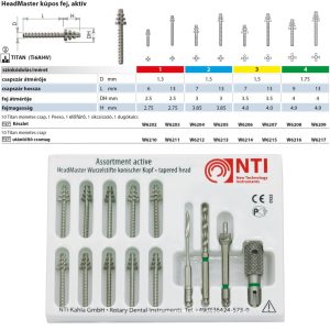   HeadMaster titánium gyökércsap készlet kúpos fej, aktív, hosszú NTI