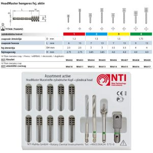   HeadMaster titánium gyökércsap készlet hengeres fej, aktív, hosszú NTI