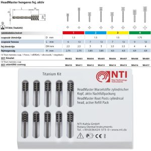   HeadMaster titánium gyökércsap utántöltő hengeres fej, aktív, hosszú NTI 10db